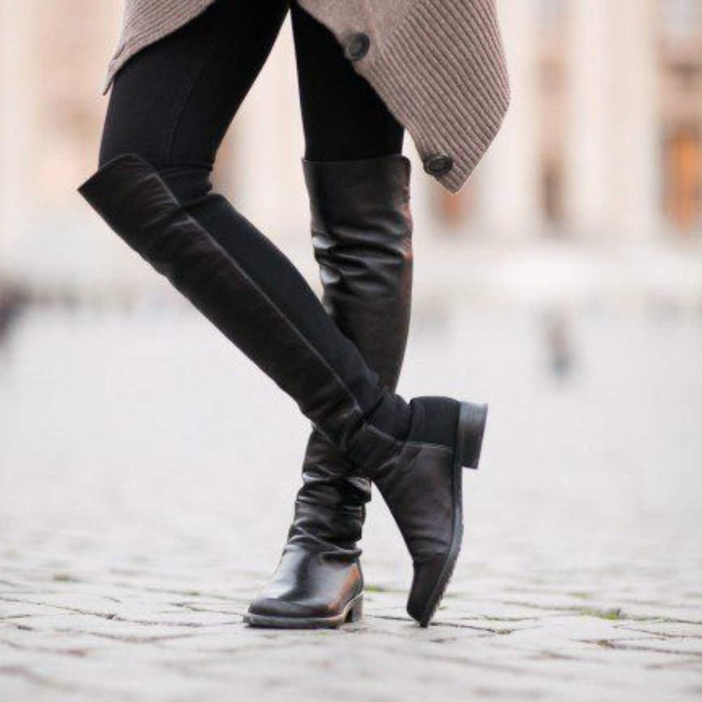 5050 Stuart Weitzman black leather boots
